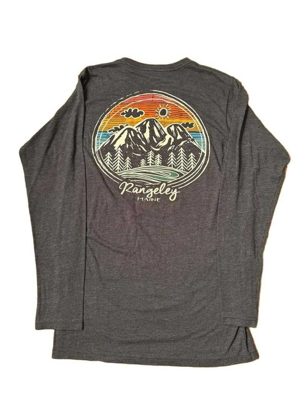 Rangeley Maine Long Sleeve Graphic T-Shirt Gray Heather Mountain h1532